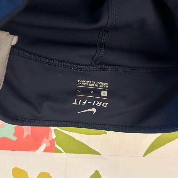 Nike Full Length Navy Blue Legging Tights with Logo Side Pocket Blue Size:small - Picture 4 of 7